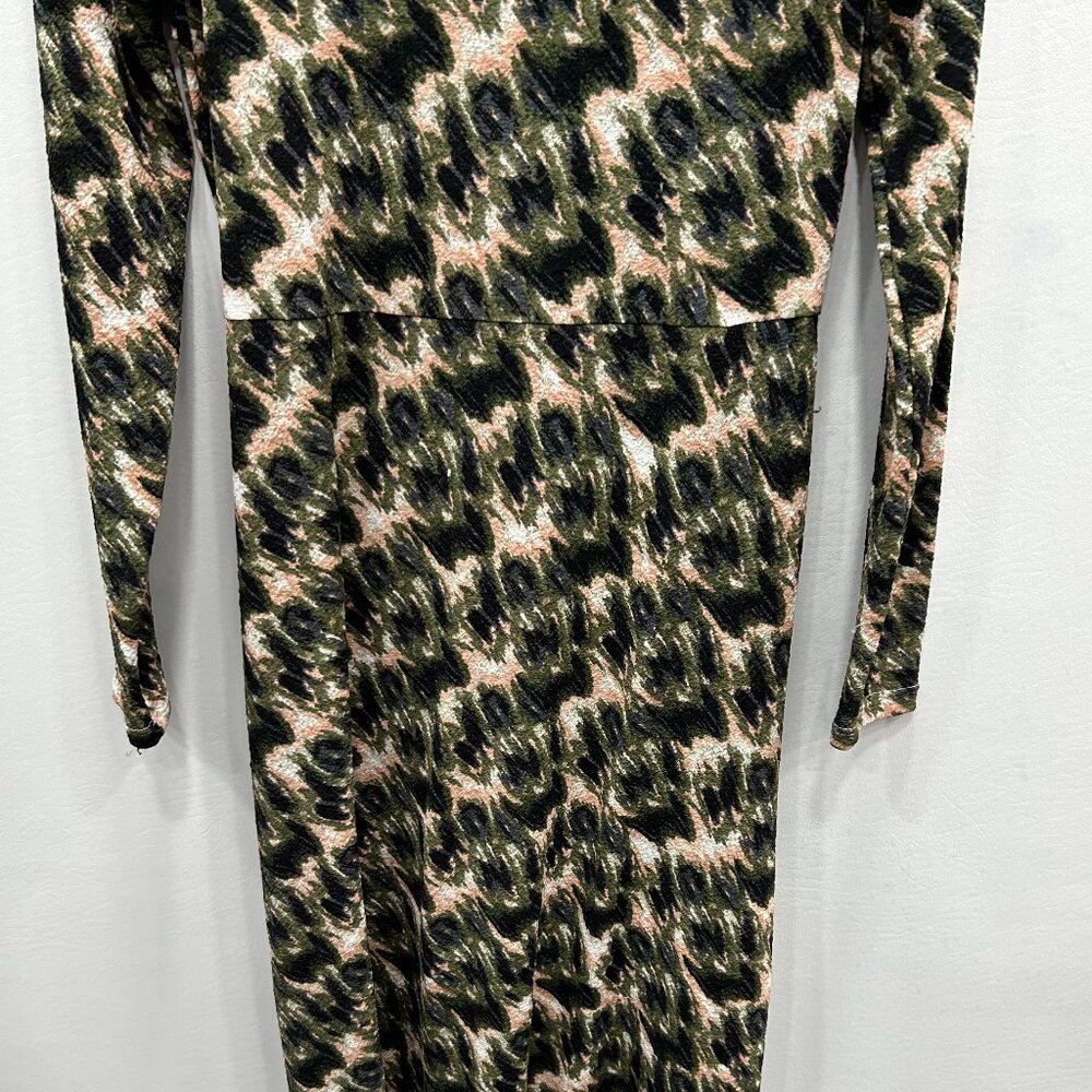 Rachel Comey Black and Beige Abstract-Print Long-Sleeve Midi Dress - Picture 4 of 12
